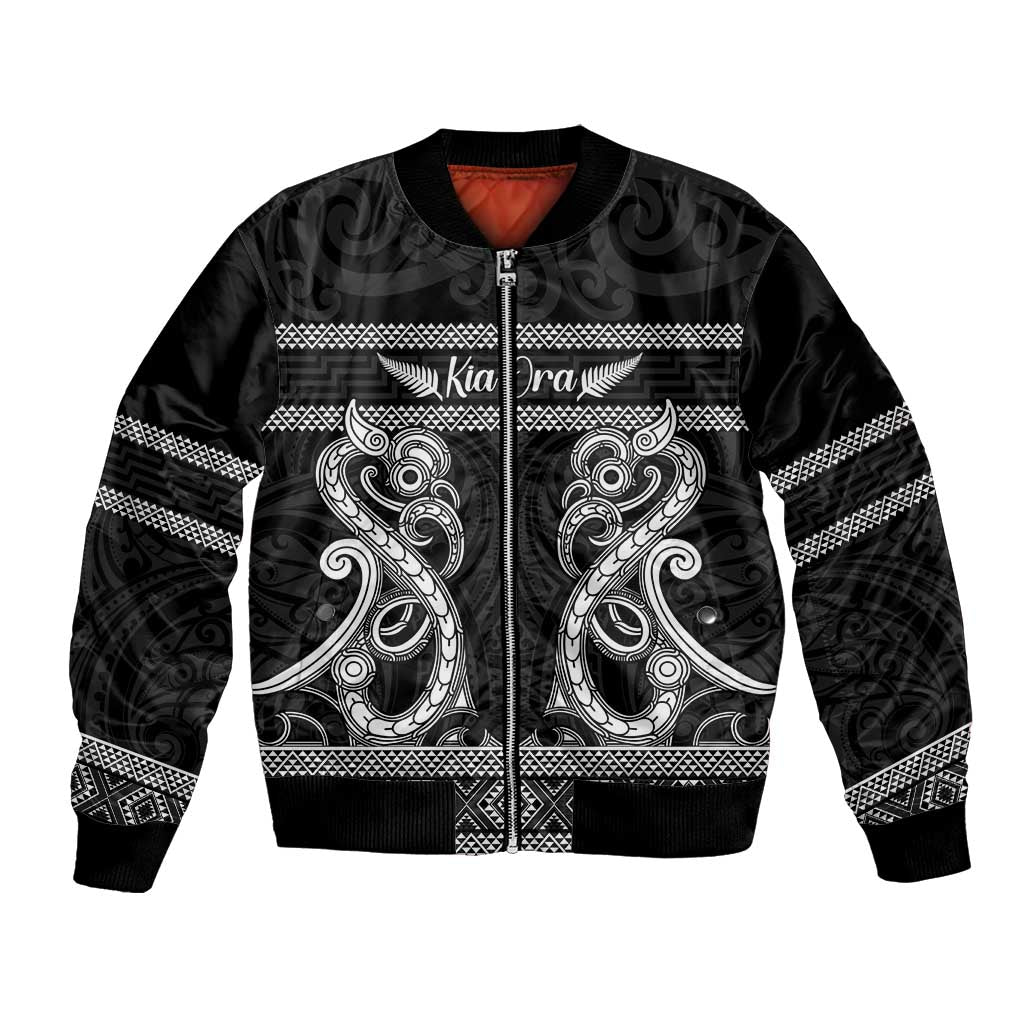 Kia Ora New Zealand Bomber Jacket Maori Language Week Pango Taniko Motif - Aussie Hoodie