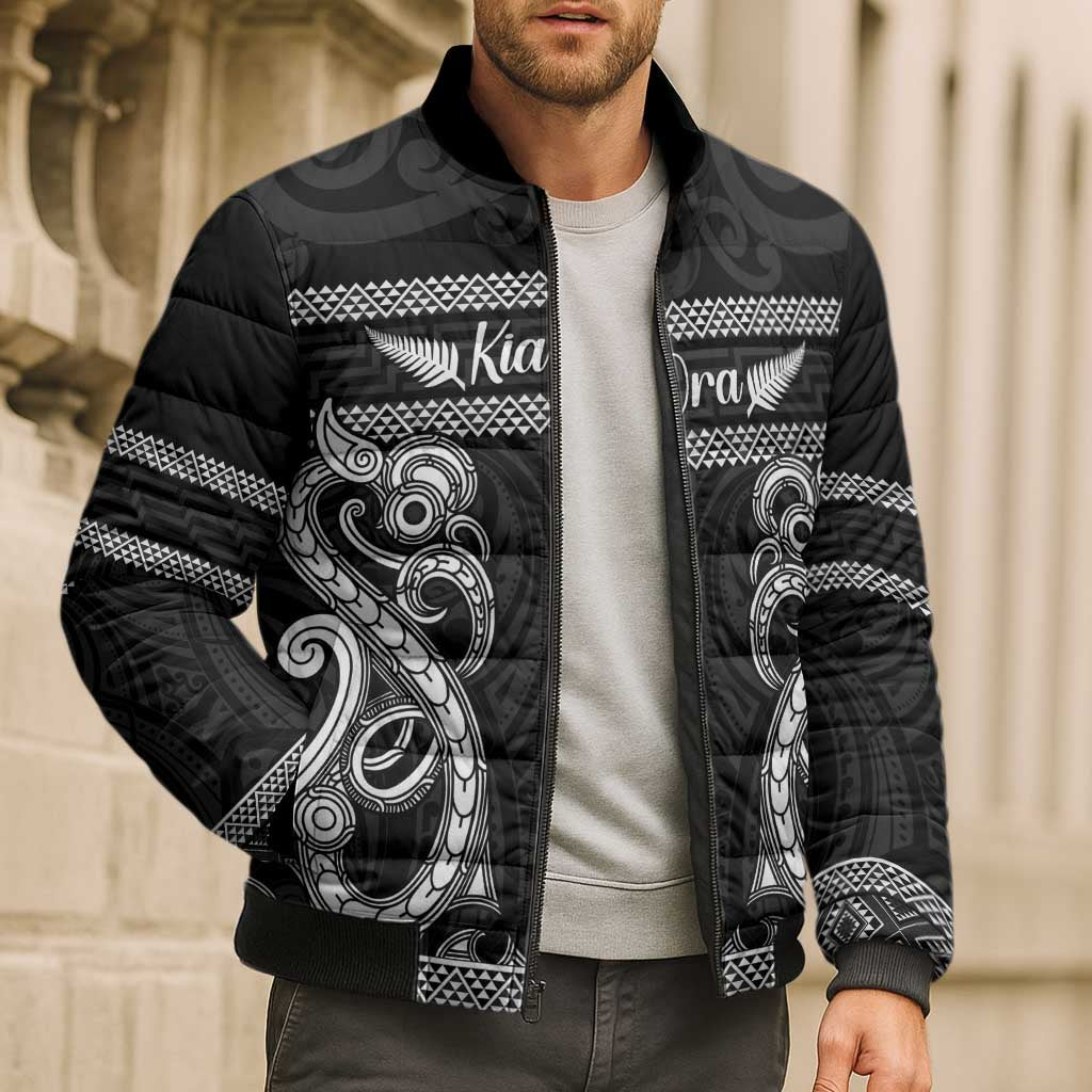 Kia Ora New Zealand Bomber Puffer Jacket Maori Language Week Pango Taniko Motif - Aussie Hoodie