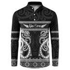 Kia Ora New Zealand Button Sweatshirt Maori Language Week Pango Taniko Motif - Aussie Hoodie