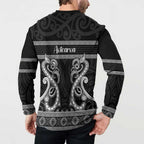 Kia Ora New Zealand Button Sweatshirt Maori Language Week Pango Taniko Motif - Aussie Hoodie