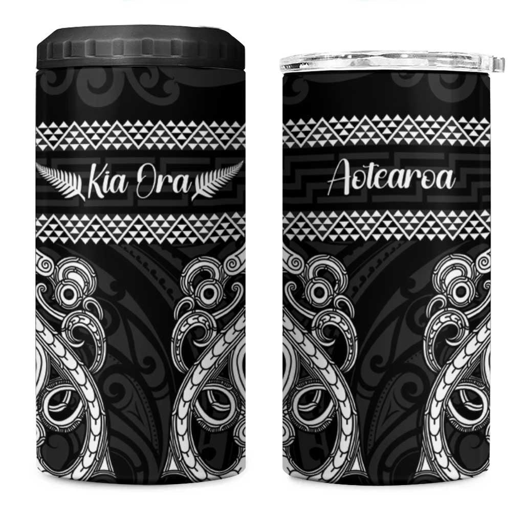 Kia Ora New Zealand 4 in 1 Can Cooler Tumbler Maori Language Week Pango Taniko Motif - Aussie Hoodie