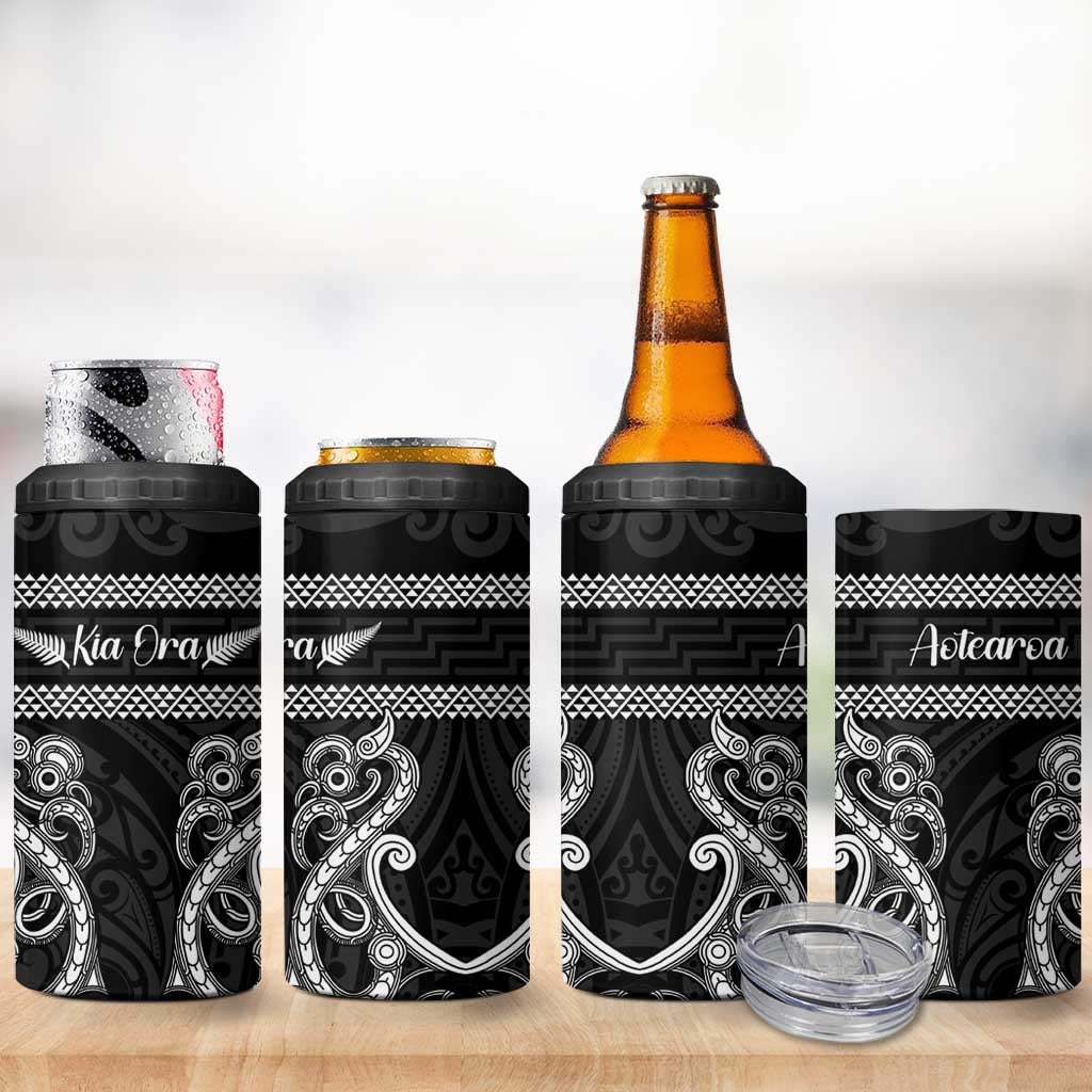 Kia Ora New Zealand 4 in 1 Can Cooler Tumbler Maori Language Week Pango Taniko Motif - Aussie Hoodie