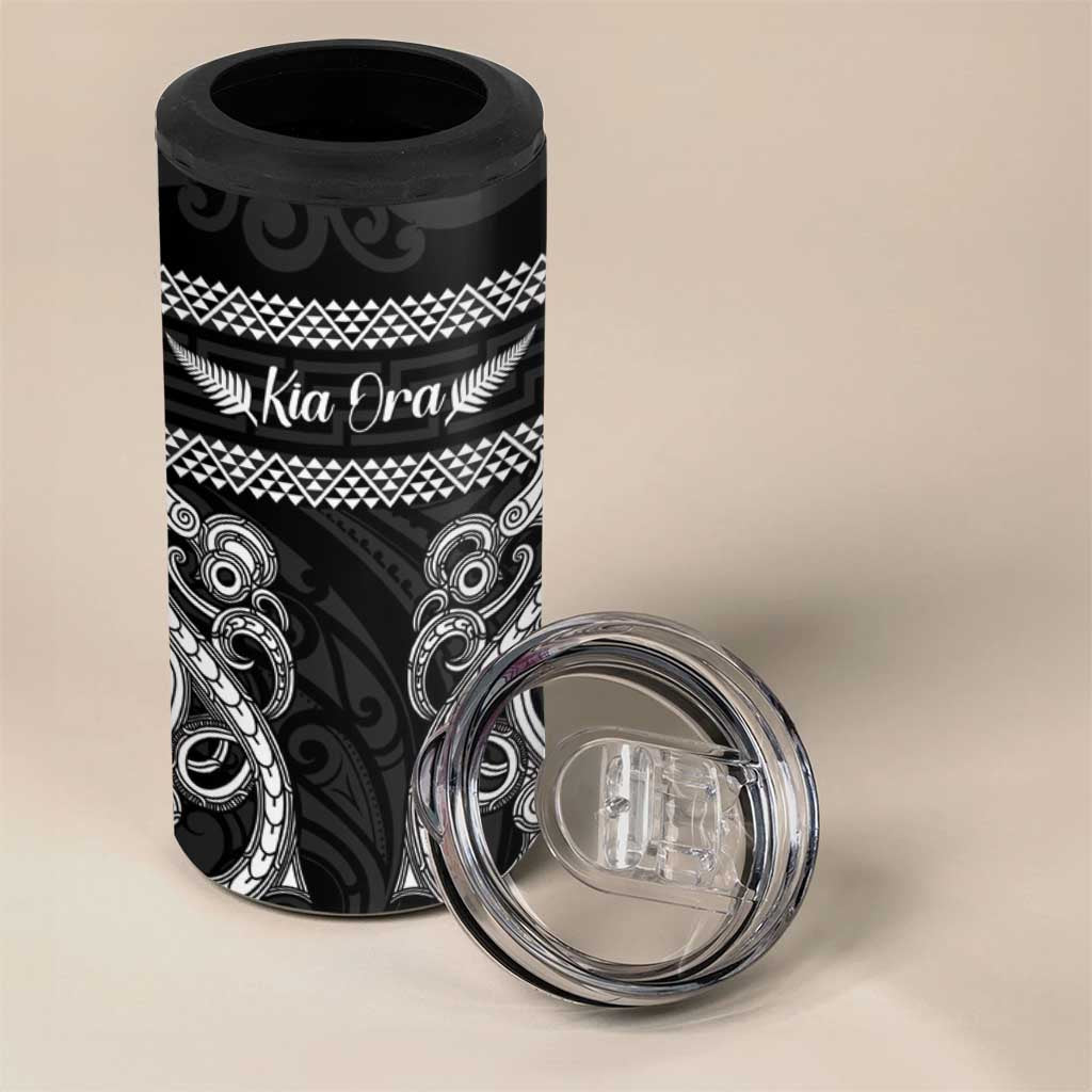 Kia Ora New Zealand 4 in 1 Can Cooler Tumbler Maori Language Week Pango Taniko Motif - Aussie Hoodie