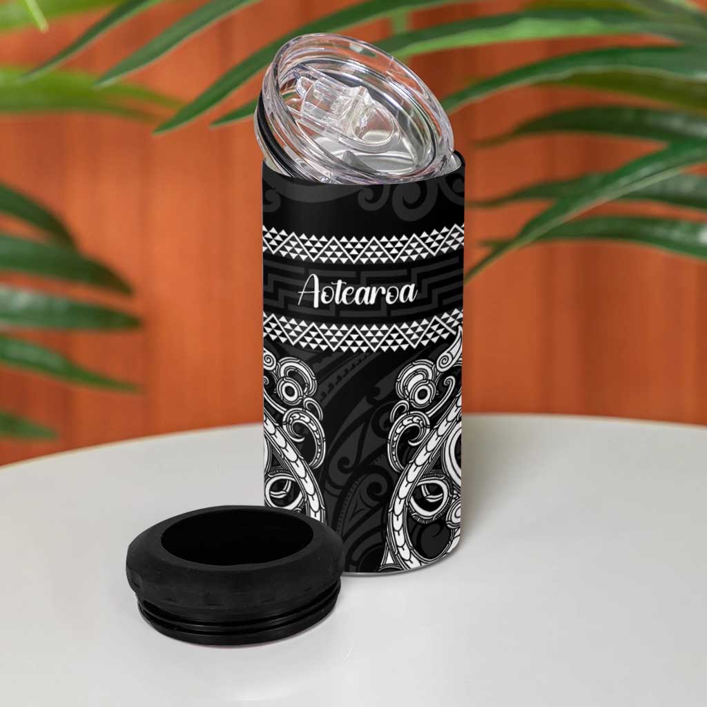 Kia Ora New Zealand 4 in 1 Can Cooler Tumbler Maori Language Week Pango Taniko Motif - Aussie Hoodie