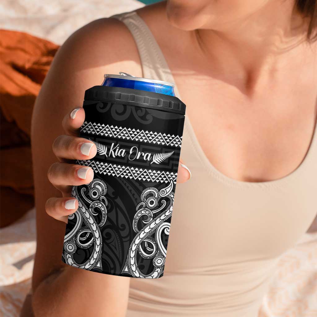 Kia Ora New Zealand 4 in 1 Can Cooler Tumbler Maori Language Week Pango Taniko Motif - Aussie Hoodie