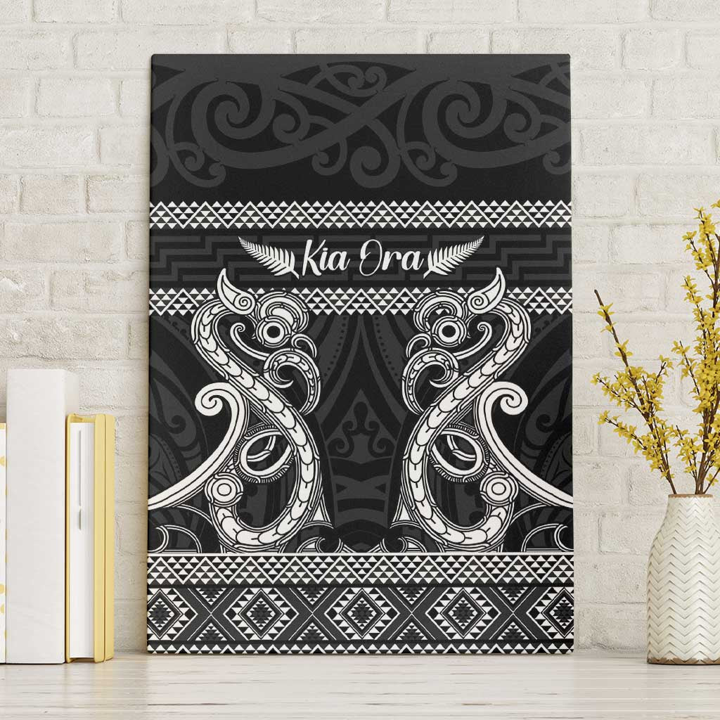 Kia Ora New Zealand Canvas Wall Art Maori Language Week Pango Taniko Motif - Aussie Hoodie