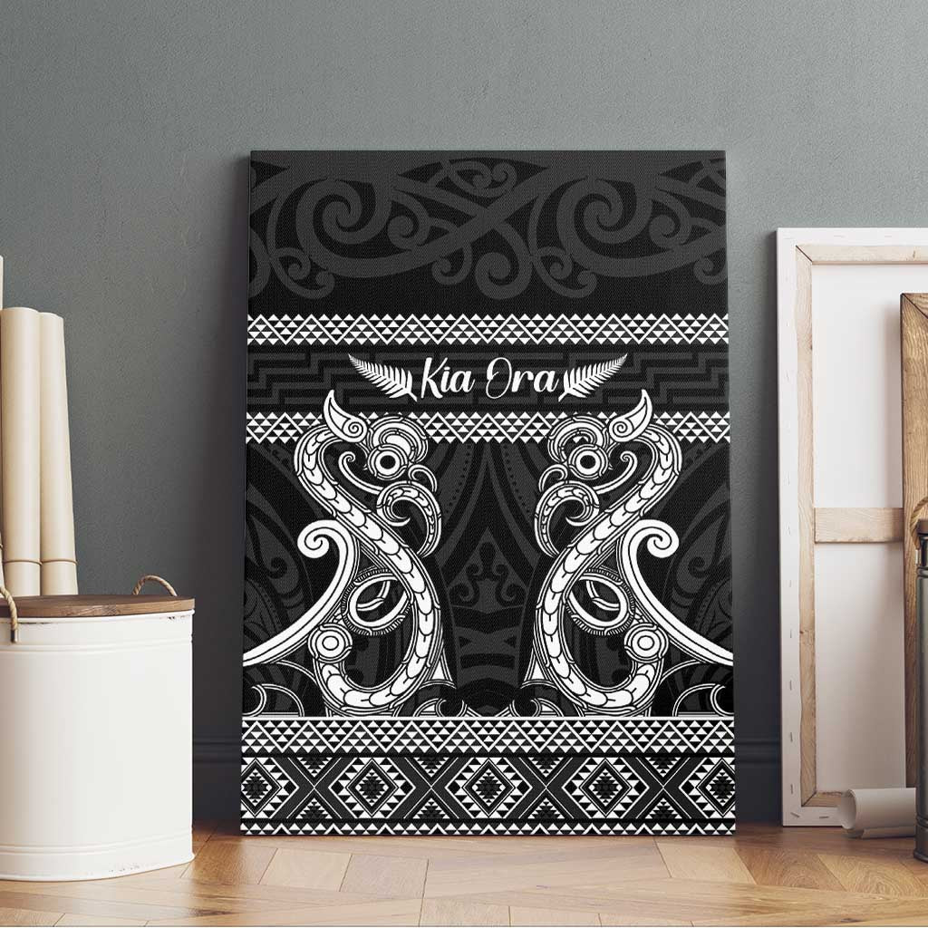 Kia Ora New Zealand Canvas Wall Art Maori Language Week Pango Taniko Motif - Aussie Hoodie