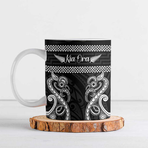 Kia Ora New Zealand Ceramic Mug Maori Language Week Pango Taniko Motif - Aussie Hoodie
