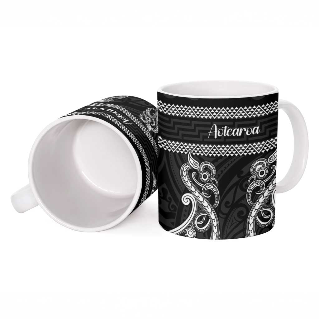 Kia Ora New Zealand Ceramic Mug Maori Language Week Pango Taniko Motif - Aussie Hoodie