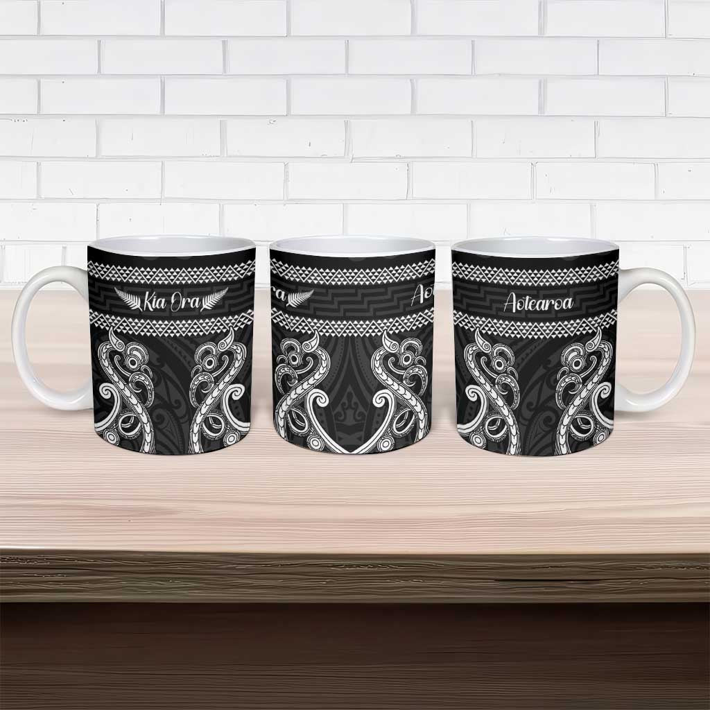 Kia Ora New Zealand Ceramic Mug Maori Language Week Pango Taniko Motif - Aussie Hoodie