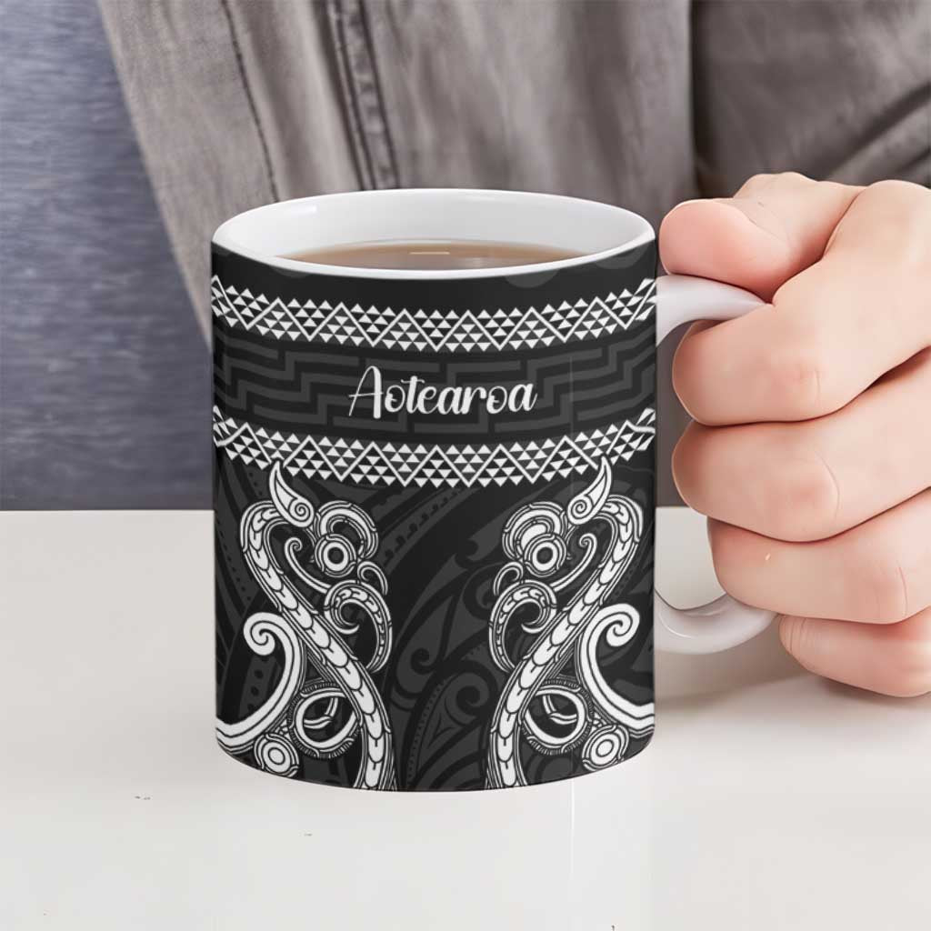Kia Ora New Zealand Ceramic Mug Maori Language Week Pango Taniko Motif - Aussie Hoodie