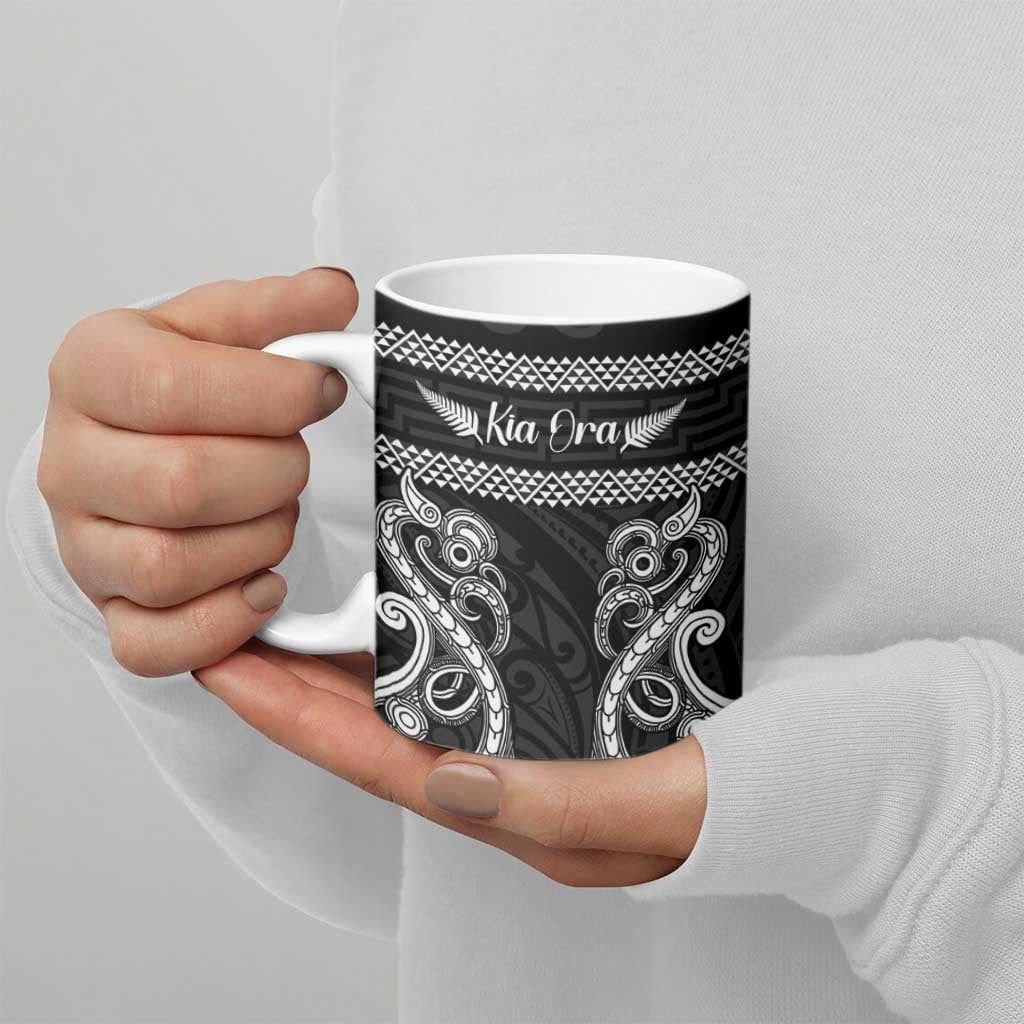 Kia Ora New Zealand Ceramic Mug Maori Language Week Pango Taniko Motif - Aussie Hoodie