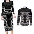 Kia Ora New Zealand Couples Matching Long Sleeve Bodycon Dress and Long Sleeve Button Shirt Maori Language Week Pango Taniko Motif - Aussie Hoodie