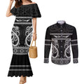 Kia Ora New Zealand Couples Matching Mermaid Dress and Long Sleeve Button Shirt Maori Language Week Pango Taniko Motif - Aussie Hoodie