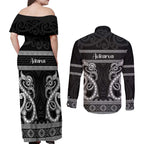 Kia Ora New Zealand Couples Matching Off Shoulder Maxi Dress and Long Sleeve Button Shirt Maori Language Week Pango Taniko Motif - Aussie Hoodie