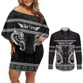 Kia Ora New Zealand Couples Matching Off Shoulder Short Dress and Long Sleeve Button Shirt Maori Language Week Pango Taniko Motif - Aussie Hoodie