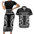 Kia Ora New Zealand Couples Matching Short Sleeve Bodycon Dress and Hawaiian Shirt Maori Language Week Pango Taniko Motif - Aussie Hoodie