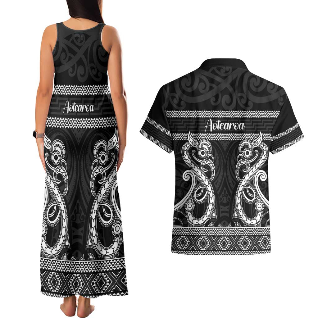 Kia Ora New Zealand Couples Matching Tank Maxi Dress and Hawaiian Shirt Maori Language Week Pango Taniko Motif - Aussie Hoodie