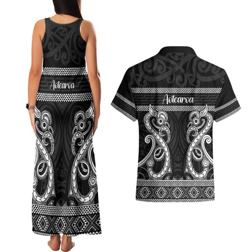 Kia Ora New Zealand Couples Matching Tank Maxi Dress and Hawaiian Shirt Maori Language Week Pango Taniko Motif - Aussie Hoodie
