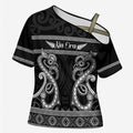 Kia Ora New Zealand Cross Shoulder Shirt Maori Language Week Pango Taniko Motif - Aussie Hoodie