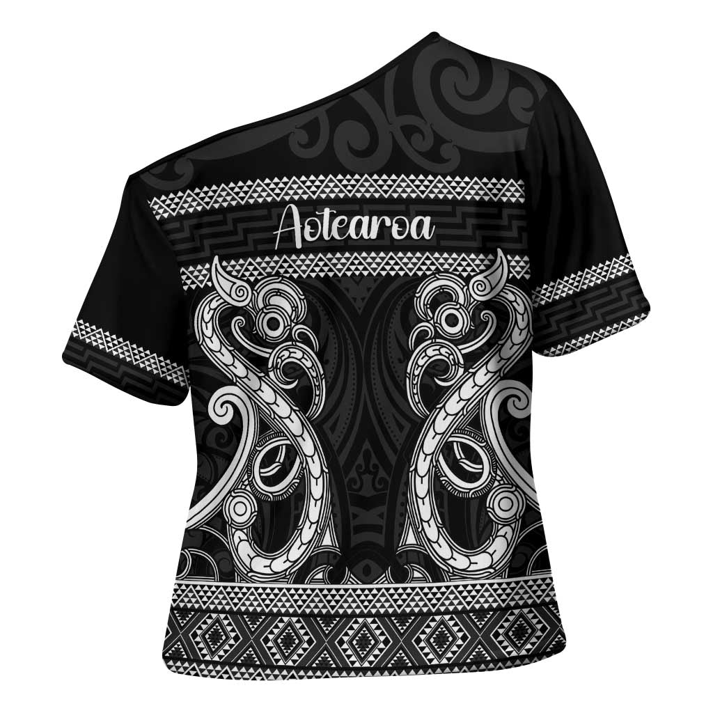 Kia Ora New Zealand Cross Shoulder Shirt Maori Language Week Pango Taniko Motif - Aussie Hoodie