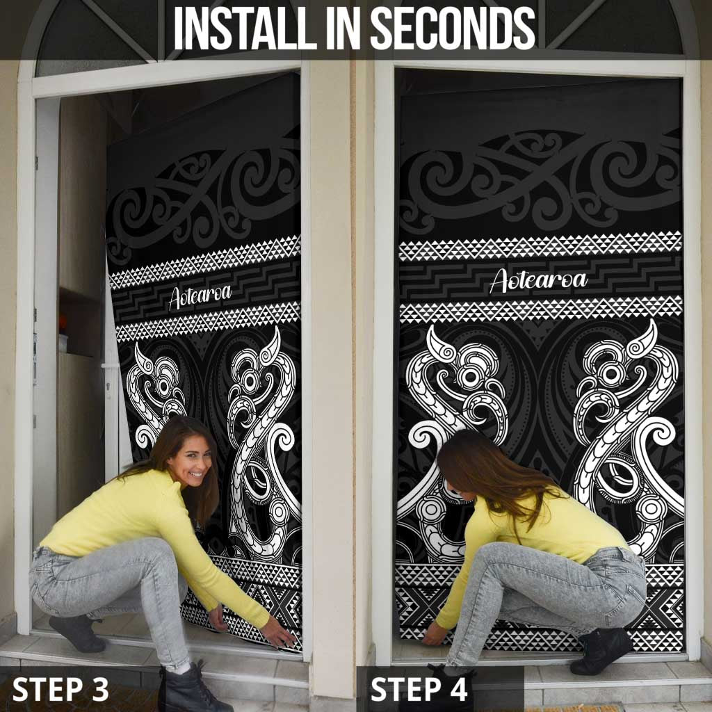 Kia Ora New Zealand Door Cover Maori Language Week Pango Taniko Motif - Aussie Hoodie