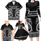 Kia Ora New Zealand Family Matching Long Sleeve Bodycon Dress and Hawaiian Shirt Maori Language Week Pango Taniko Motif - Aussie Hoodie
