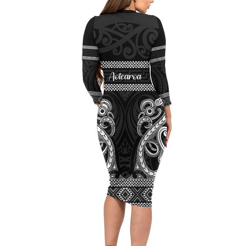 Kia Ora New Zealand Family Matching Long Sleeve Bodycon Dress and Hawaiian Shirt Maori Language Week Pango Taniko Motif - Aussie Hoodie