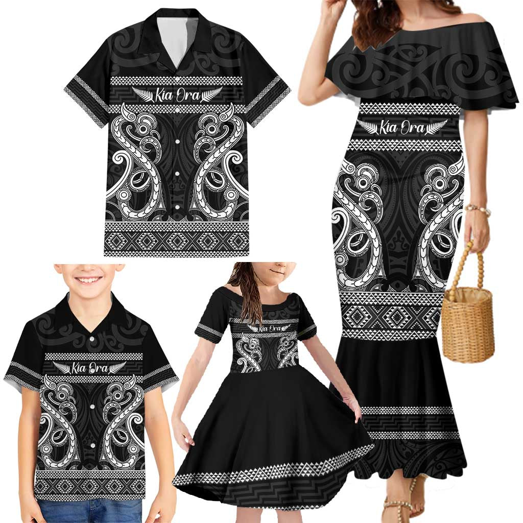 Kia Ora New Zealand Family Matching Mermaid Dress and Hawaiian Shirt Maori Language Week Pango Taniko Motif - Aussie Hoodie