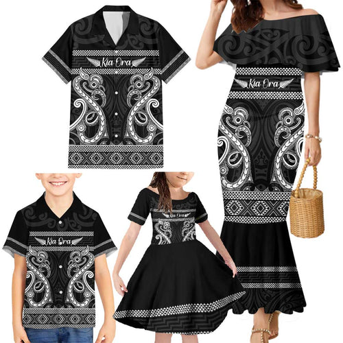 Kia Ora New Zealand Family Matching Mermaid Dress and Hawaiian Shirt Maori Language Week Pango Taniko Motif - Aussie Hoodie