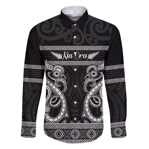 Kia Ora New Zealand Family Matching Off The Shoulder Long Sleeve Dress and Hawaiian Shirt Maori Language Week Pango Taniko Motif - Aussie Hoodie