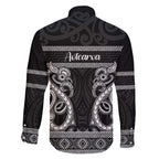 Kia Ora New Zealand Family Matching Off The Shoulder Long Sleeve Dress and Hawaiian Shirt Maori Language Week Pango Taniko Motif - Aussie Hoodie