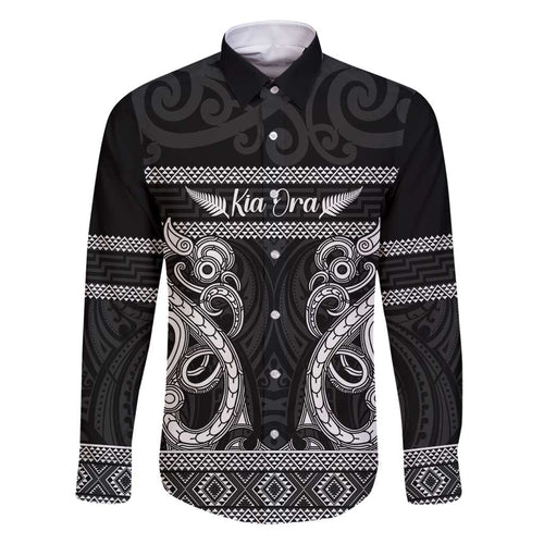 Kia Ora New Zealand Family Matching Off Shoulder Maxi Dress and Hawaiian Shirt Maori Language Week Pango Taniko Motif - Aussie Hoodie