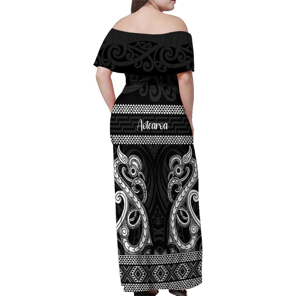 Kia Ora New Zealand Family Matching Off Shoulder Maxi Dress and Hawaiian Shirt Maori Language Week Pango Taniko Motif - Aussie Hoodie