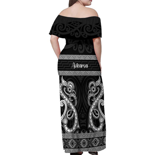 Kia Ora New Zealand Family Matching Off Shoulder Maxi Dress and Hawaiian Shirt Maori Language Week Pango Taniko Motif - Aussie Hoodie