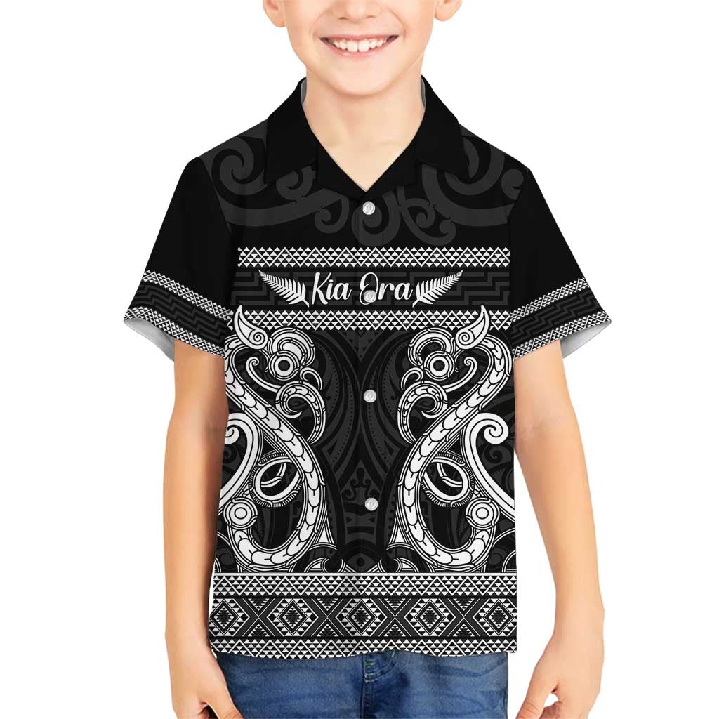 Kia Ora New Zealand Family Matching Off Shoulder Maxi Dress and Hawaiian Shirt Maori Language Week Pango Taniko Motif - Aussie Hoodie