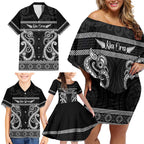 Kia Ora New Zealand Family Matching Off Shoulder Short Dress and Hawaiian Shirt Maori Language Week Pango Taniko Motif - Aussie Hoodie