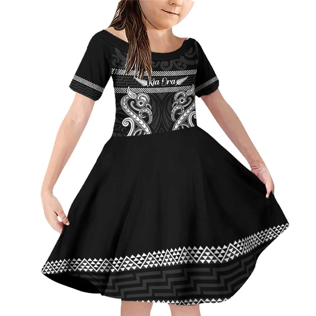 Kia Ora New Zealand Family Matching Off Shoulder Short Dress and Hawaiian Shirt Maori Language Week Pango Taniko Motif - Aussie Hoodie