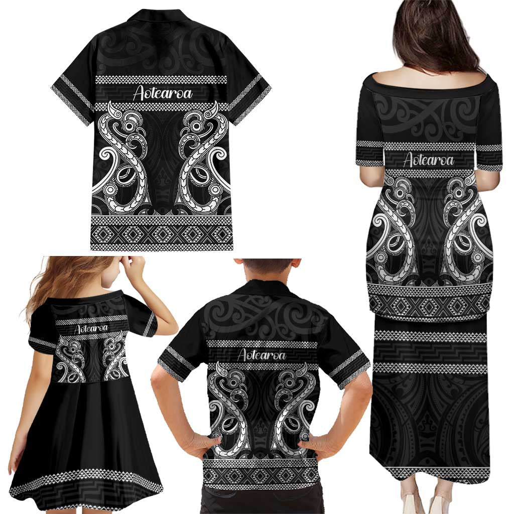 Kia Ora New Zealand Family Matching Puletasi and Hawaiian Shirt Maori Language Week Pango Taniko Motif - Aussie Hoodie