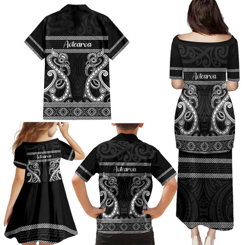 Kia Ora New Zealand Family Matching Puletasi and Hawaiian Shirt Maori Language Week Pango Taniko Motif - Aussie Hoodie