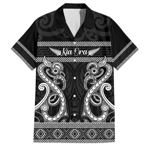 Kia Ora New Zealand Family Matching Puletasi and Hawaiian Shirt Maori Language Week Pango Taniko Motif - Aussie Hoodie