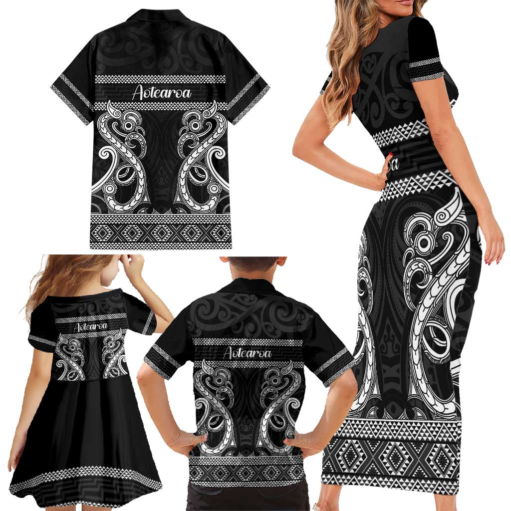 Kia Ora New Zealand Family Matching Short Sleeve Bodycon Dress and Hawaiian Shirt Maori Language Week Pango Taniko Motif - Aussie Hoodie