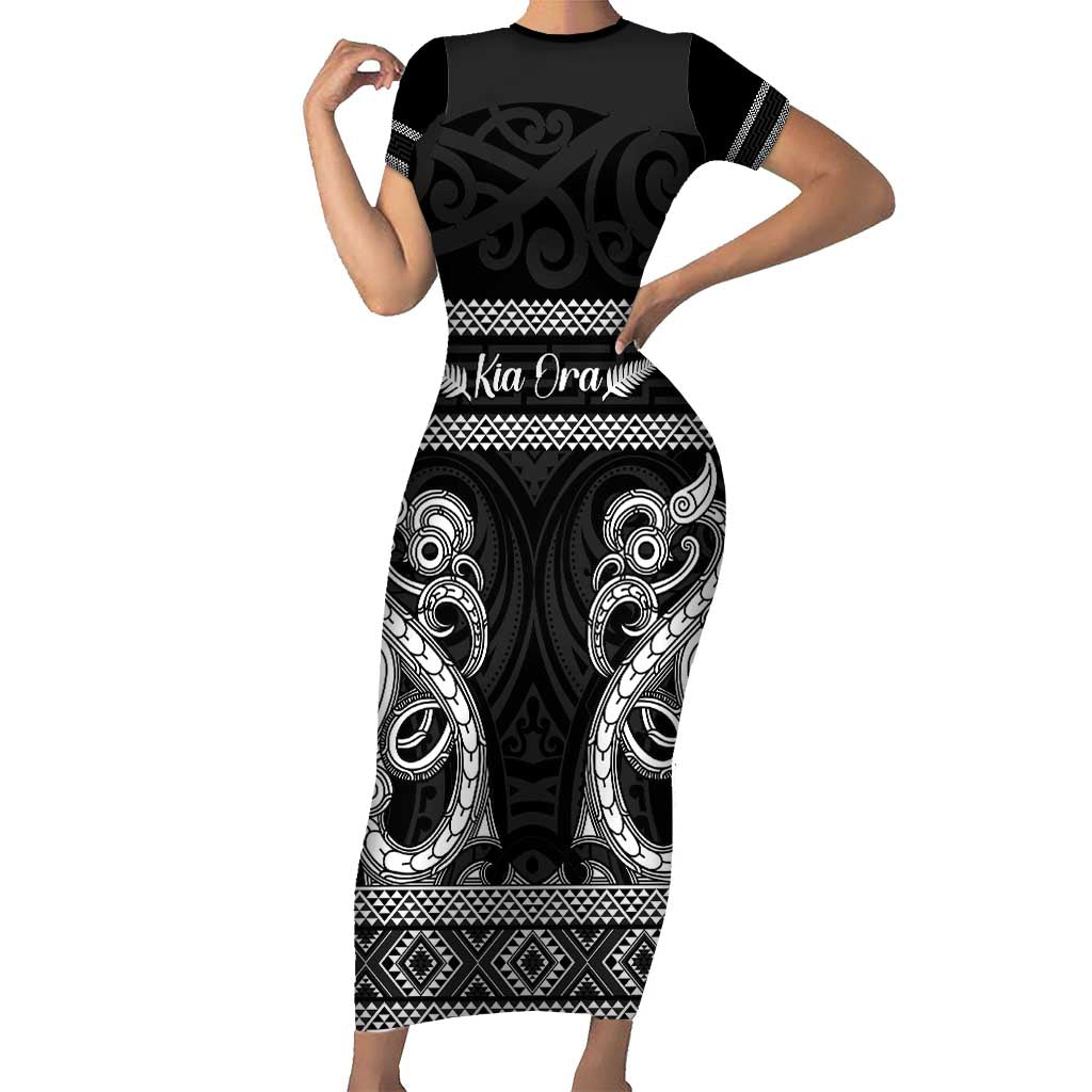 Kia Ora New Zealand Family Matching Short Sleeve Bodycon Dress and Hawaiian Shirt Maori Language Week Pango Taniko Motif - Aussie Hoodie