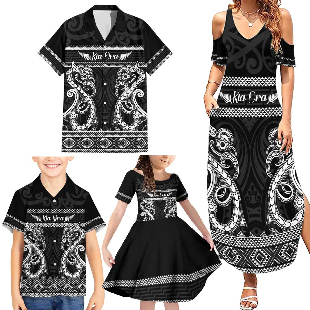 Kia Ora New Zealand Family Matching Summer Maxi Dress and Hawaiian Shirt Maori Language Week Pango Taniko Motif - Aussie Hoodie