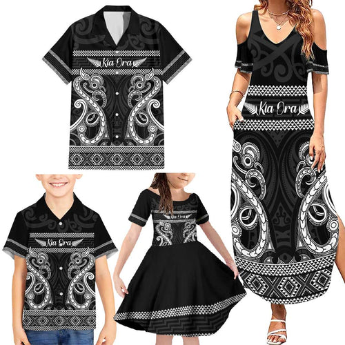 Kia Ora New Zealand Family Matching Summer Maxi Dress and Hawaiian Shirt Maori Language Week Pango Taniko Motif - Aussie Hoodie
