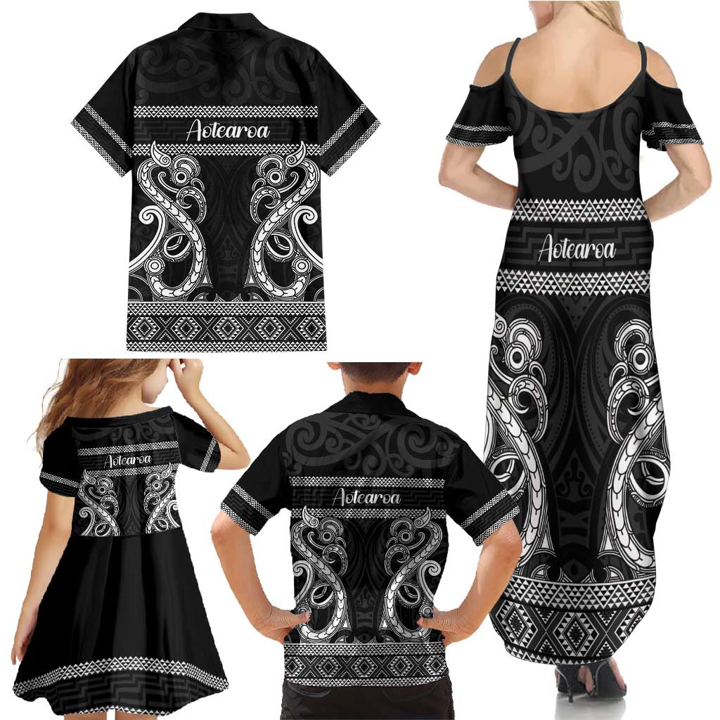 Kia Ora New Zealand Family Matching Summer Maxi Dress and Hawaiian Shirt Maori Language Week Pango Taniko Motif - Aussie Hoodie