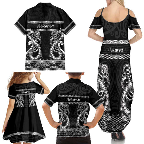 Kia Ora New Zealand Family Matching Summer Maxi Dress and Hawaiian Shirt Maori Language Week Pango Taniko Motif - Aussie Hoodie