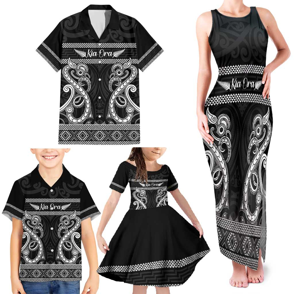 Kia Ora New Zealand Family Matching Tank Maxi Dress and Hawaiian Shirt Maori Language Week Pango Taniko Motif - Aussie Hoodie