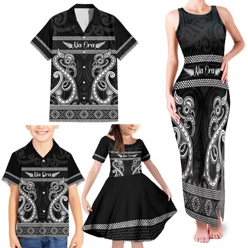 Kia Ora New Zealand Family Matching Tank Maxi Dress and Hawaiian Shirt Maori Language Week Pango Taniko Motif - Aussie Hoodie