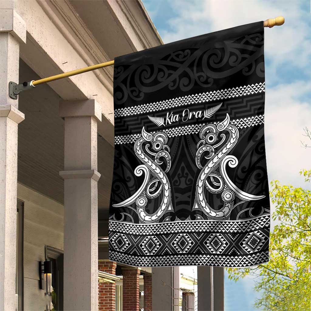 Kia Ora New Zealand Garden Flag Maori Language Week Pango Taniko Motif - Aussie Hoodie
